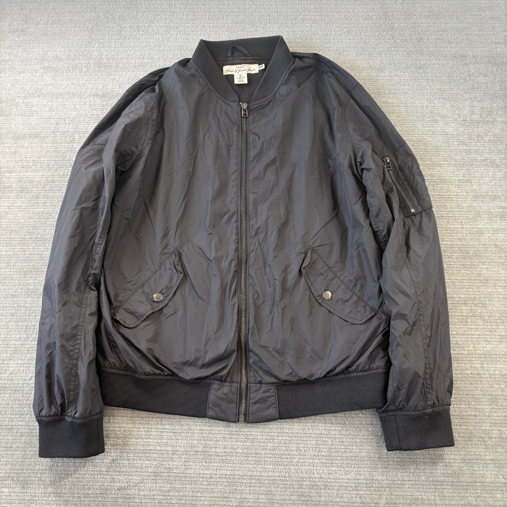 HM Bomber Jacket Mens Large Black Casual Lightweight Windbreaker Track Zip Up